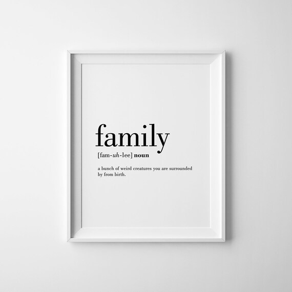 Family Definition Print Family Wall Art Definition Poster Etsy