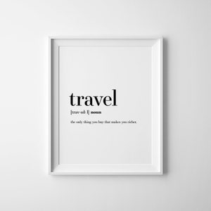 Travel Definition, Printable Wall Art, Travel Gift, Definition Print, Instant Download, Travel Quote, Digital Download