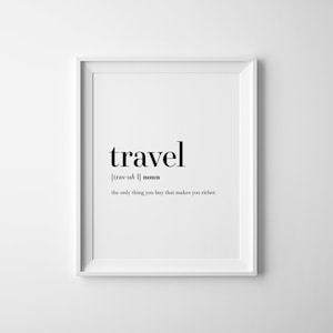 Travel Definition, Printable Wall Art, Travel Gift, Definition Print, Instant Download, Travel Quote, Digital Download