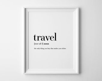 Travel Definition, Printable Wall Art, Travel Gift, Definition Print, Instant Download, Travel Quote, Digital Download