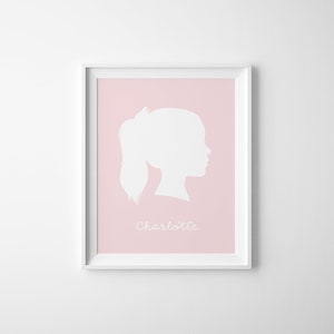 CUSTOM Silhouette, Mothers Day Gifts, Printable Silhouette Portrait, Personalized Kid Silhouette, Children Silhouette image 8