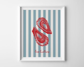Oyster Print, French Market Poster, Modern Kitchen Decor (Digital Download)