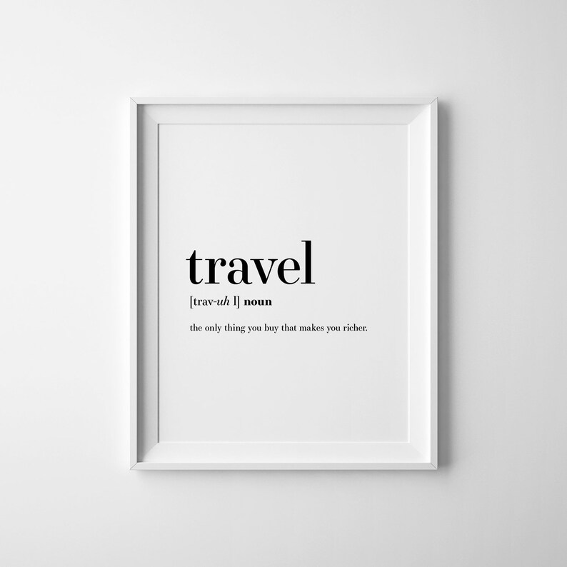 Wanderlust Poster Definition Print Poster Travel Wall Art Quote Typography Home Frame Not Included