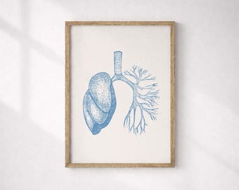 Lungs Anatomy Wall Art, Respiratory Therapist Decor, Printable Anatomical Art