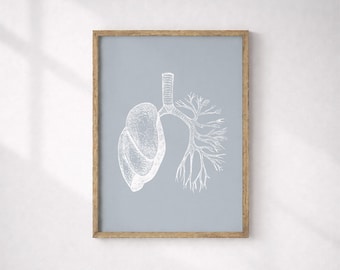 Anatomical Lung Art, Medical Student Gift, Doctor Office Decor, Anatomy Illustration Print