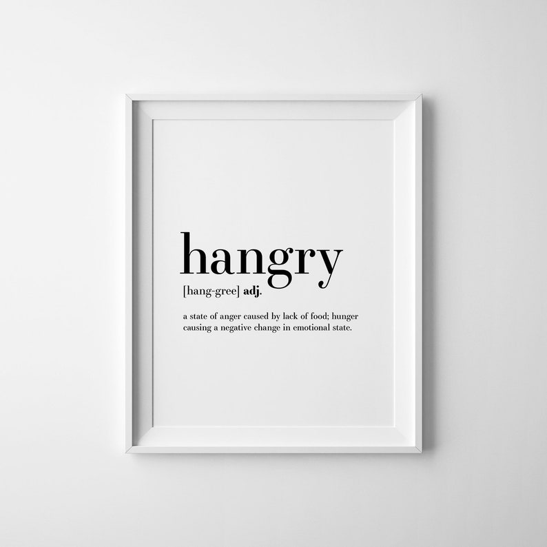 Hangry Sign Kitchen Wall Decor Definition Poster Hangry Etsy UK