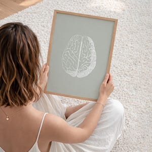 Brain Anatomy Print, Sage Green Medical Art, Human Anatomy Poster (Digital Download) image 6