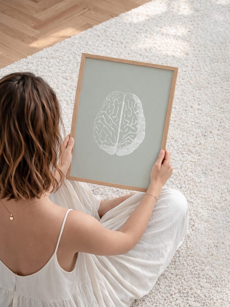 Brain Anatomy Print, Sage Green Medical Art, Human Anatomy Poster (Digital Download) image 6