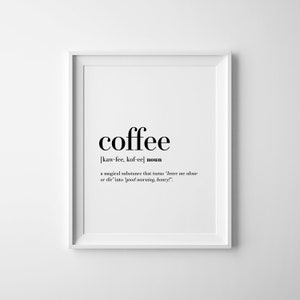 Coffee Definition Poster, Kitchen Wall Art, Digital Download, Coffee Bar Decor, Funny Definition