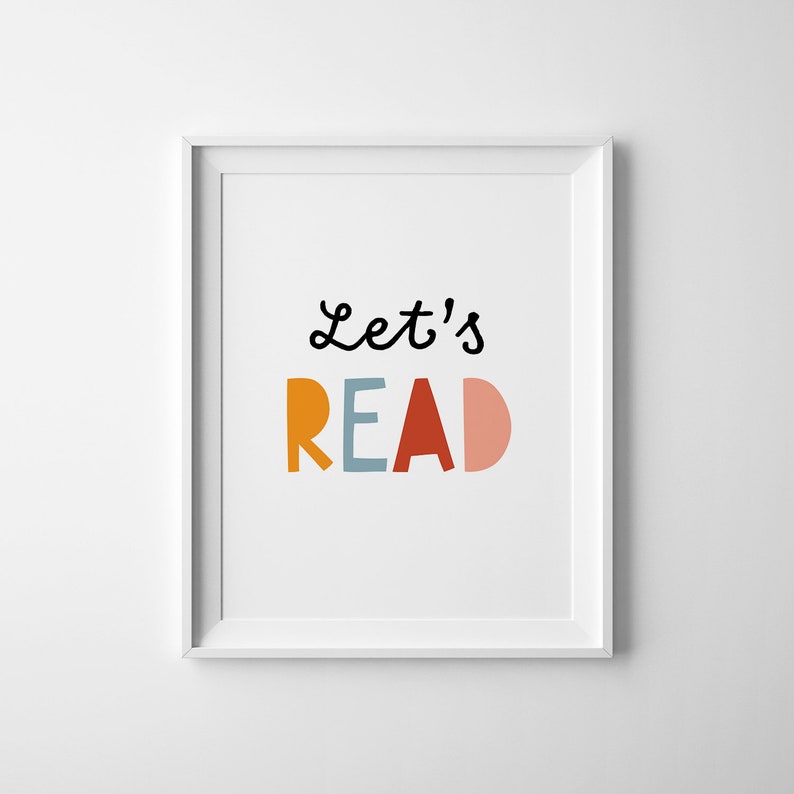 Let's Read Sign, Educational Wall Art For Kids, Homeschool Decor, Reading Nook, Kids Room Print, Classroom Printable image 1