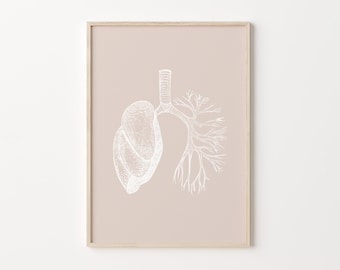 Lungs Anatomy, Digital Print, Vintage Anatomical Art, Human Anatomy Poster, Med Student Gift, Dorm Wall Art