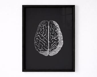 Brain Art Print, Neuroscience Poster, Human Anatomy Wall Art, Medical Office Decor (Digital Download)