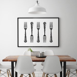 Vintage Wall Art, Dining Room Wall Decor, Fork Wall Art, Printable Vintage Art, Fork Poster, Vintage Decor image 3