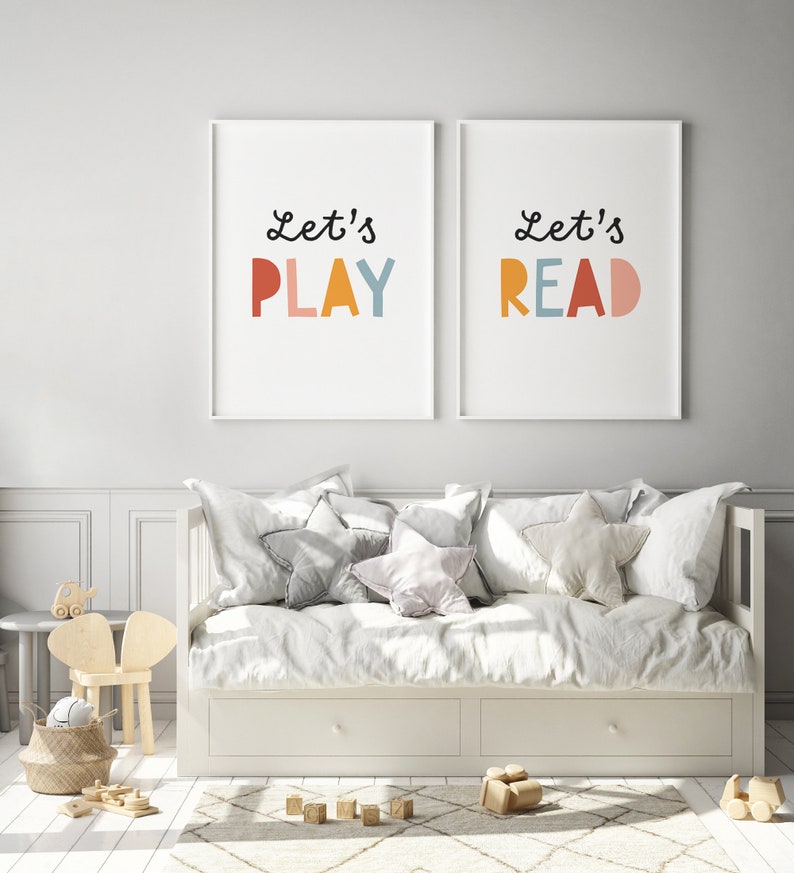 Let's Play Sign, Kids Printable Art, Playroom Poster, Classroom Printable, Children Room Print, Let's Play Poster image 3