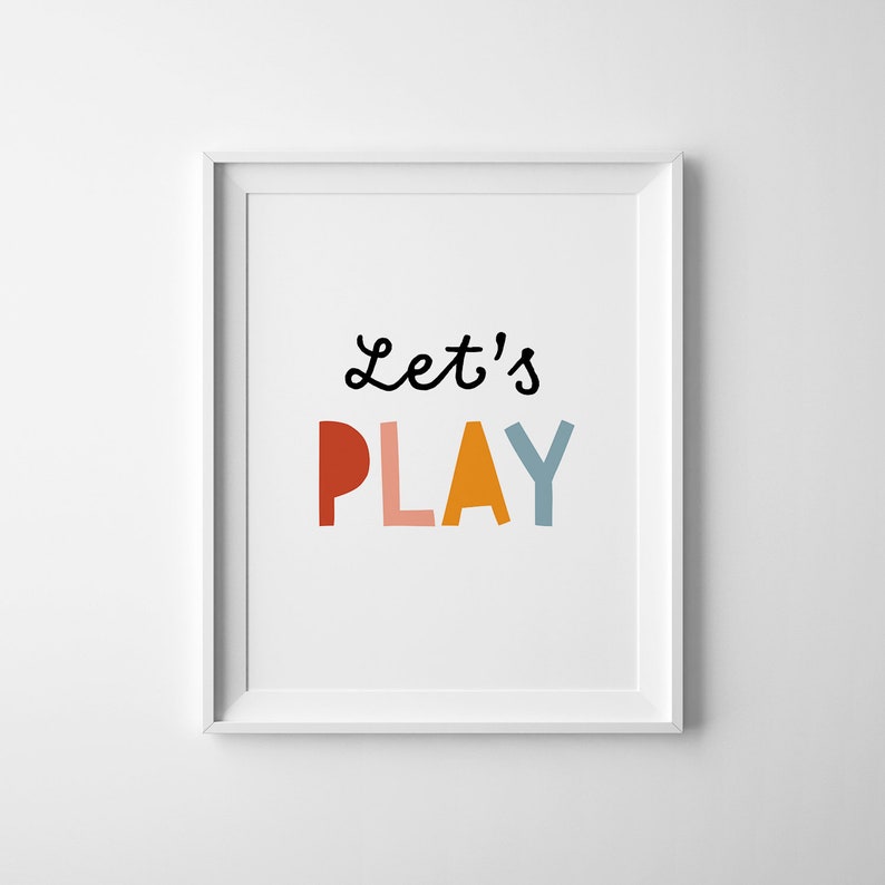 Let's Play Sign, Kids Printable Art, Playroom Poster, Classroom Printable, Children Room Print, Let's Play Poster image 1