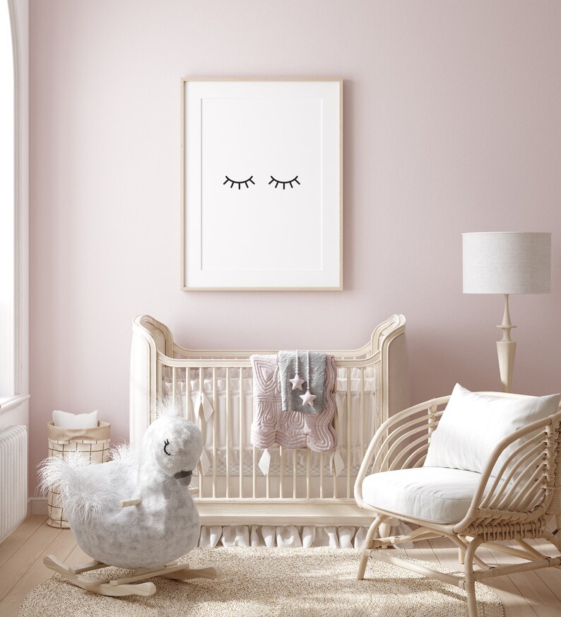 Eyelashes Printable Sleepy Eyes Wall Decor Nursery Sleep Etsy