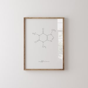 Caffeine Molecule, Printable Wall Art, Coffee Print, Chemistry Poster, Coffee Lover Gift, Science Art Print