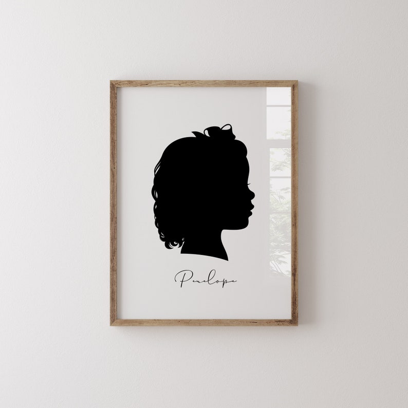 CUSTOM Silhouette, Mothers Day Gifts, Printable Silhouette Portrait, Personalized Kid Silhouette, Children Silhouette image 4