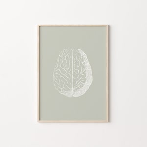 Gehirn Anatomie Kunst, druckbares Poster, menschliche Anatomie Druck, grüne Wandkunst, Med Studenten Geschenk, Therapie Bürodeko