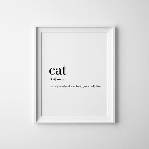 Cat Definition Printable Art Home Decor Dictionary Quote Etsy