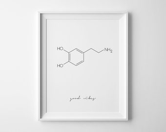 Dopamine Molecule Print, Science Wall Art (Digital Download)