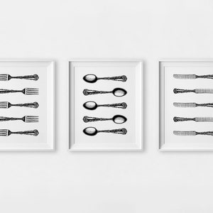 Vintage Wall Art, Dining Room Wall Decor, Fork Wall Art, Printable Vintage Art, Fork Poster, Vintage Decor image 5