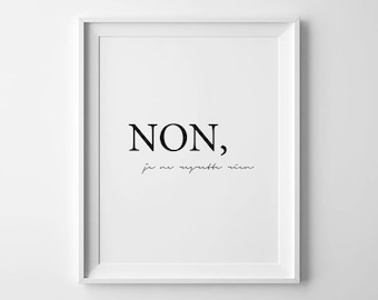 Je Ne Regrette Rien, cita de Edith Piaf, No me arrepiento de nada, arte moderno para dormitorio, lámina con cita francesa, arte de pared de París, decoración de París