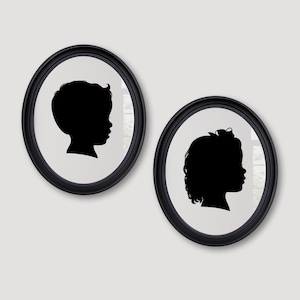 Christmas Gift, Set of 2 Custom Silhouettes, Siblings Silhouettes, Kids Silhouette Portraits, Family Portrait, Digital Download