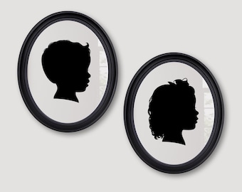 Mothers Day Gift, Set of 2 Custom Silhouettes, Siblings Silhouettes, Kids Silhouette Portraits, Couple Silhouettes, Family Portrait