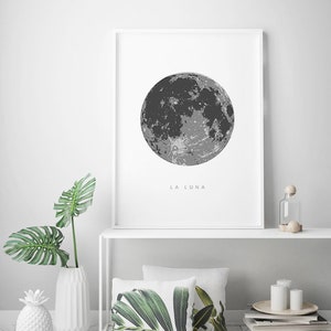 La Luna Print, Extra Large Wall Art, Full Moon Print, La Luna Poster, Moon Art, La Luna Printable, Art to Print, Moon Poster image 2