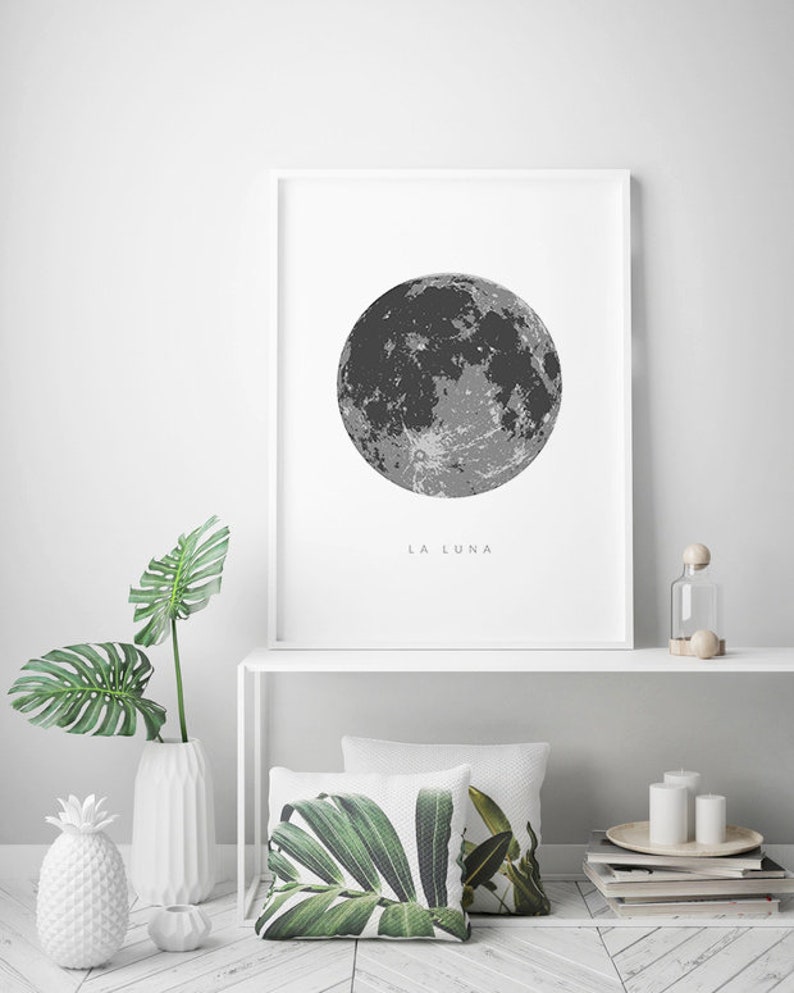 La Luna Print, Extra Large Wall Art, Full Moon Print, La Luna Poster, Moon Art, La Luna Printable, Art to Print, Moon Poster image 2