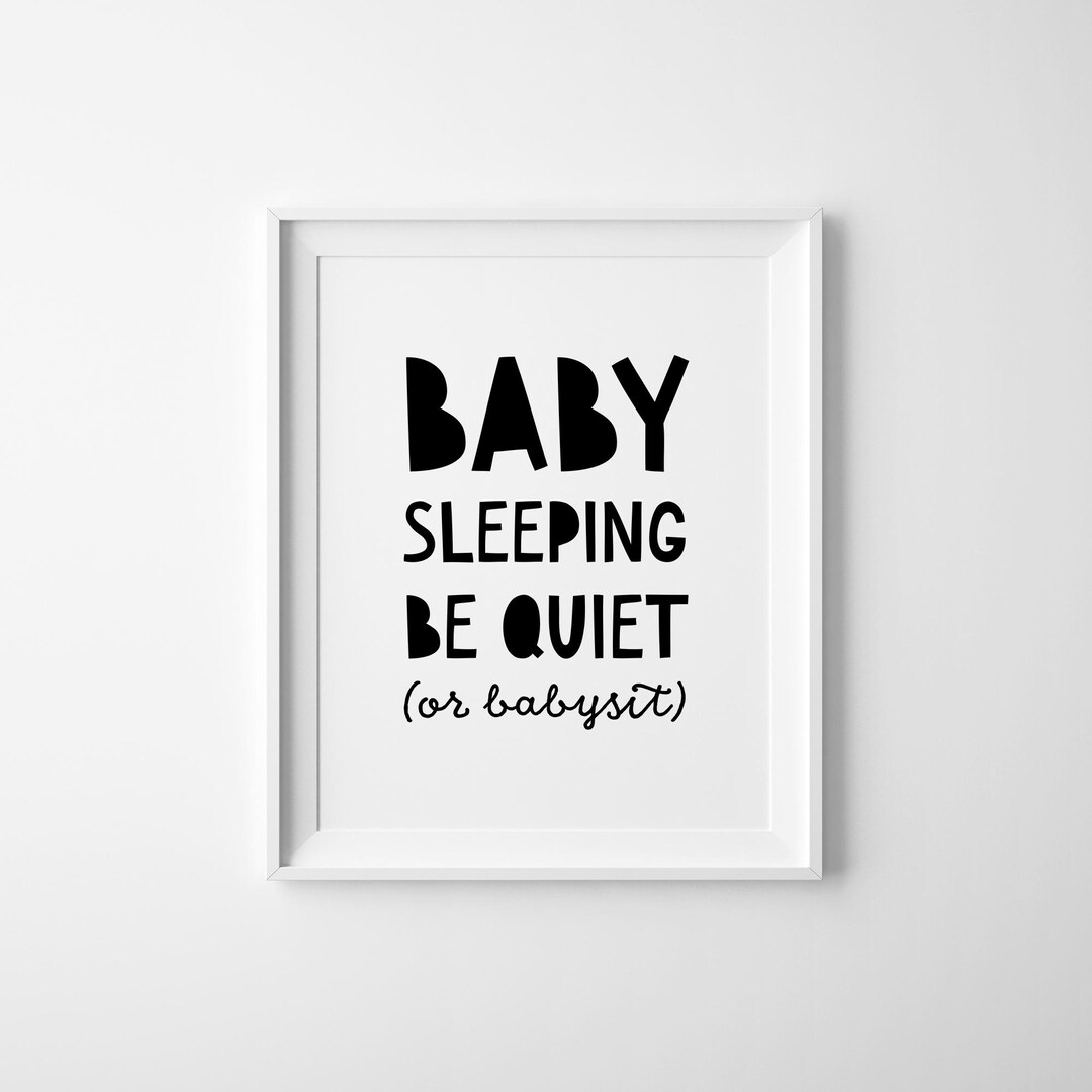 Baby Sleeping Sign, Modern Nursery Print, Monochrome Wall Art (digital ...