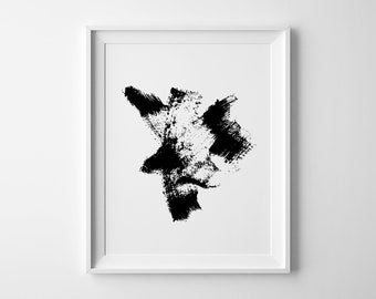 Abstract Printable, Modern Poster, Closet Wall Art, Brush Strokes Art, Contemporary Print, Abstract Wall Art, Black And White Art