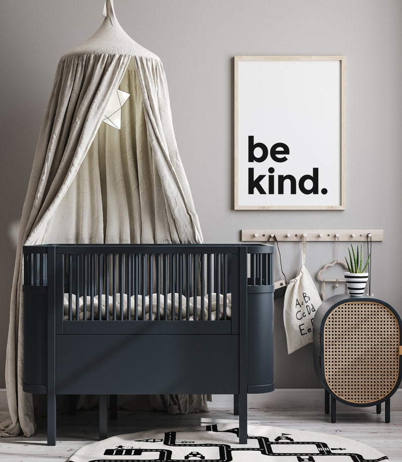 Be Kind, Printable Wall Art, Contemporary Print, Monochrome Poster, Scandinavian Nursery, Kids Room Print image 3