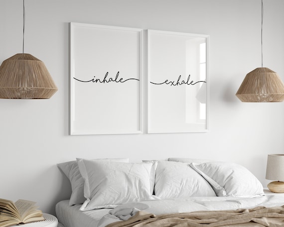 Inhale Exhale Print, Wall Art, Inhale Exhale, Pilates Poster, Set of 2 Prints, Breathe Print, Inhale Exhale Signs, Yoga Gifts