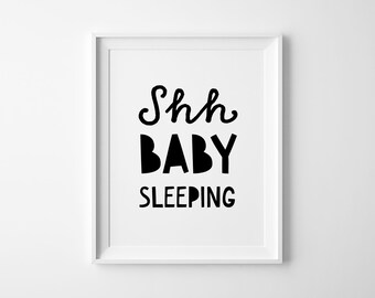 Baby Sleeping Sign, Trendy Nursery Wall Art (Digital Download)