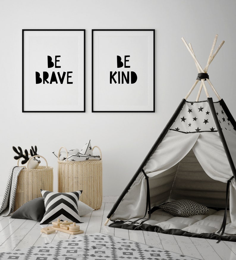 Be Brave Print, Nursery Wall Art, Scandinavian Decor, Printable Poster, Kids Room Art, Neutral Gender Bedroom image 4