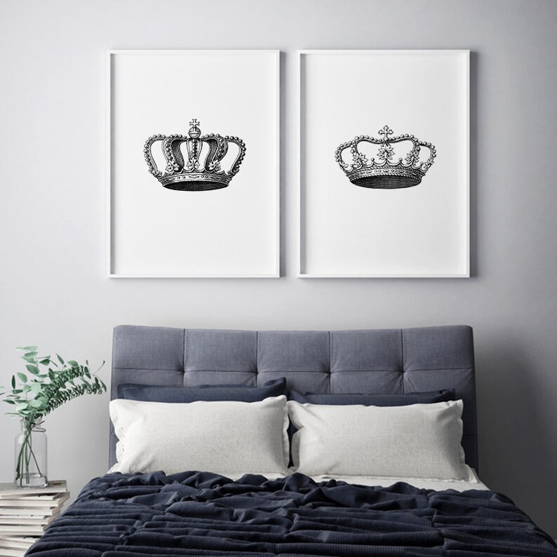 King And Queen Wall Art Crown Above The Bed Decor