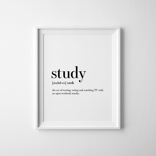 Study Definition Student Gifts Dorm Poster College Student - Etsy