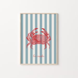 Impresión de cangrejo, arte imprimible para la cocina, descarga instantánea, decoración de pared parisina, póster de playa