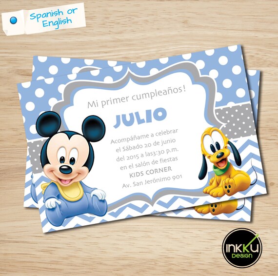 Baby Mickey Mouse Zaprosić Baby Mickey Zaproszenie Myszka Etsy