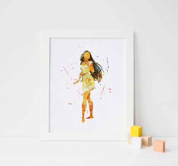 Disney Pocahontas Poster Princess Watercolor Art Print Nursery Etsy
