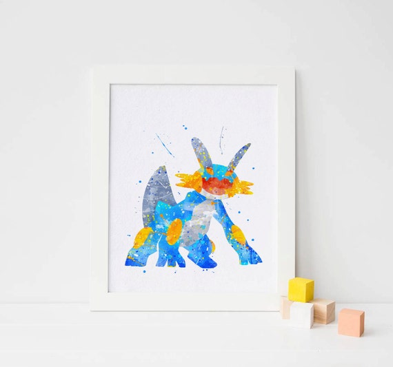 Swampert, pokemon poster Watercolor pokemon printable swampert Wall decor Watercolor Print Pocket Monsters Poster pokemon art, pokemon decor Il_570xn