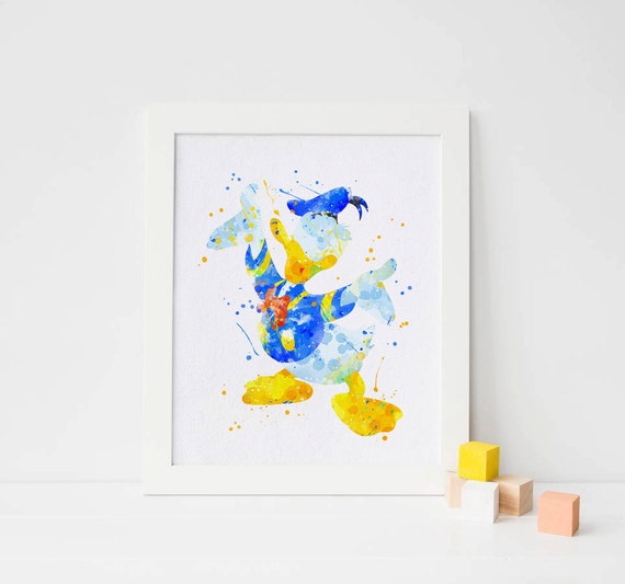 Donald Duck birthday donald duck party Donald Duck Disney print Donald Duck poster Donald Duck print Disney Donald Duck watercolor art duck Il_570xn