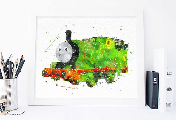 Percy the Small Engine, Thomas the Train printables, thomas and friends, tomas art, Nursery tomas print, nursery wall art, nursery print Il_570xn