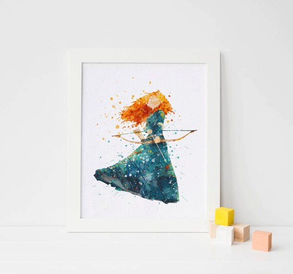 Merida art, Disney - Watercolor, Art Print, Home Wall decor, Watercolor Print, Disney Princess Poster Il_570xn