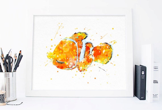 Nemo Poster, Finding Nemo print Disney wall art Pixar Watercolor nursery Disney nursery pixar artwork nemo birthday nemo party nemo artwork Il_570xn