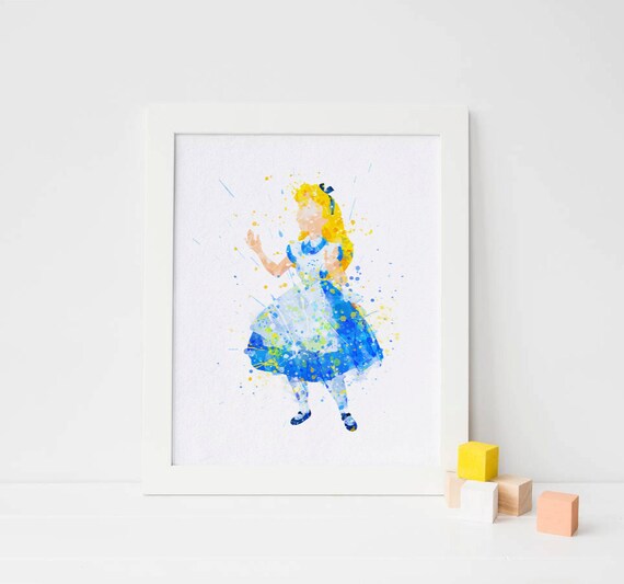 Alice print, alice in wonderland watercolor DISNEY - alice Art, instant download, Nursery, Kids Bedroom Decor, alice Poster alice Wall Art Il_570xn