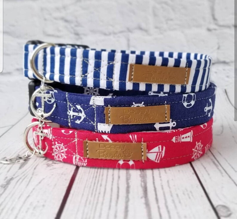 Nautical Dog Collar Boy Dog Collar with anchors Sailor dog Etsy