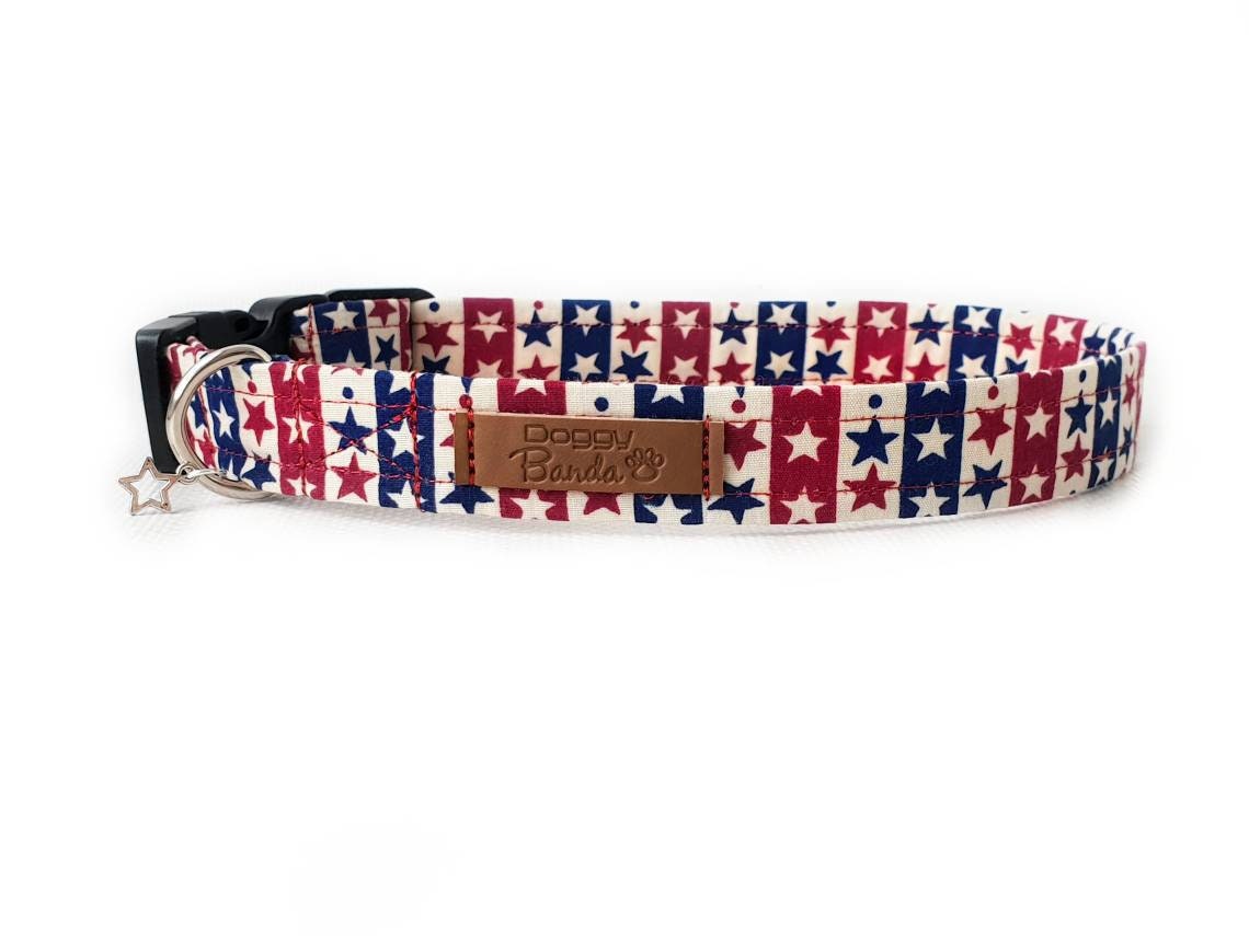 Patriotic Dog Collar American Flag Dog Collar Stars Stripes Etsy